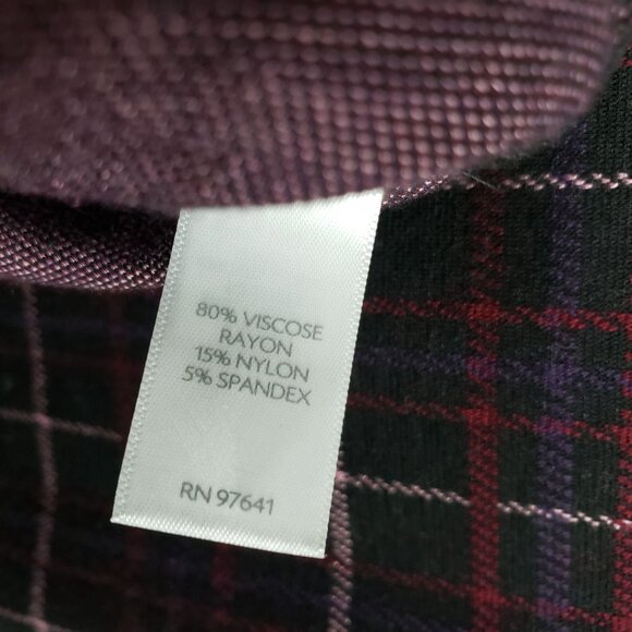 J.Jill Ponte Knit Windowpane Plaid Top Black/Purple Size Large 3/4 Sleeve Fall - Picture 10 of 11
